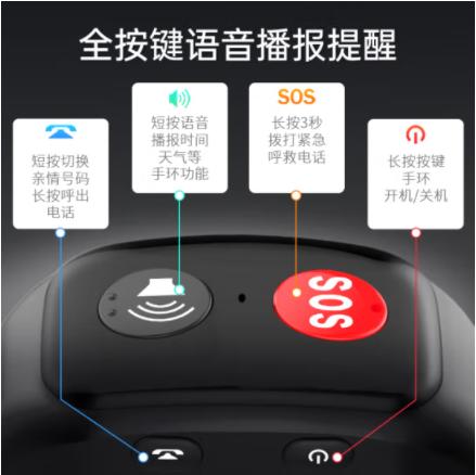 【2022国庆】爱牵挂X5 老人定位电话手环4G三网通智能健康趋势监测血压血氧心率运动计步APP远程跌倒报警一键呼救防走丢失 商品图1