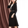 新款连衣裙轻熟腰带收腰拼接显瘦中长黑色裙子ZS-1050 商品缩略图1