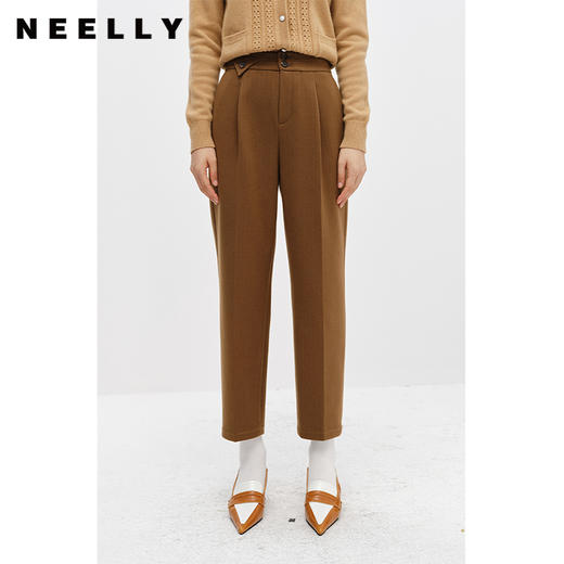 NEELLY纳俪商场同款冬季新款立体打褶西装裤女百搭休闲裤直筒宽松N22102H01067 商品图0