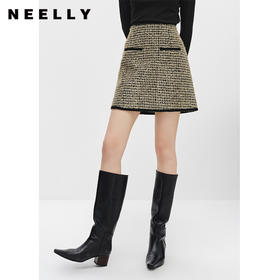 NEELLY纳俪商场同款小香风半身裙女百搭A字裙高腰短裙秋冬季时尚