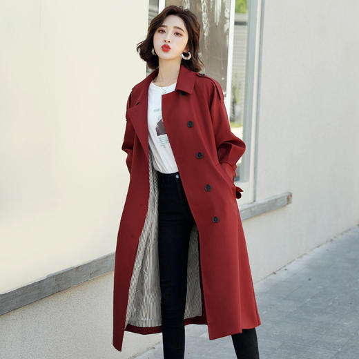 XL-fyz683 长款过膝风衣外套女春秋2022年新款英伦风修身收腰薄款早春大衣潮 商品图6
