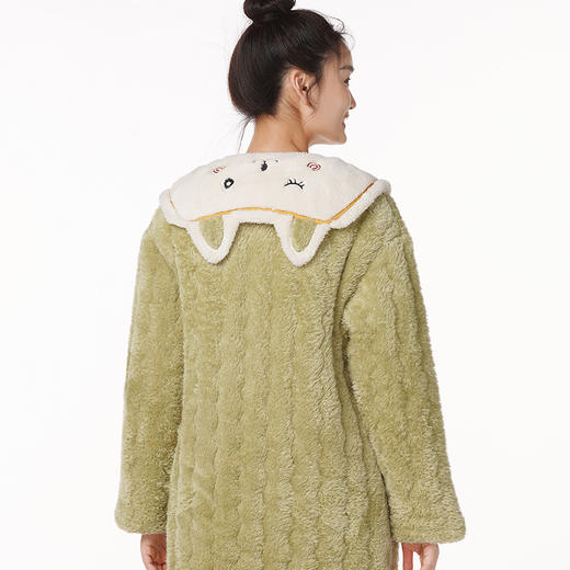 都市丽人生活家居女士加厚夹棉套装提花法兰绒夹棉加厚家居服长袖睡衣LH21K6 商品图2