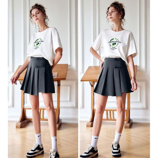 OLrain法式高级穿搭灰色半身裙女夏季2022新款高腰减龄学院风短裙 商品图2