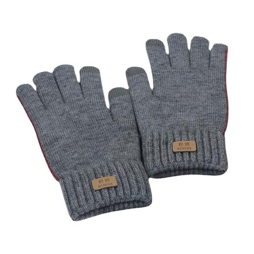 2022新款男士保暖手套冬季 英伦商务风简约百搭 分指触屏针织手套 商品图4