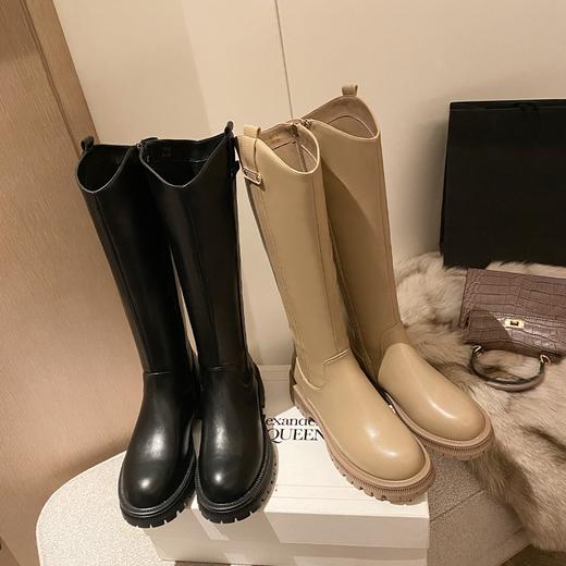 ZHR小个子长筒靴女不过膝加绒2022年冬季新款女鞋高筒V口骑士靴子 商品图4