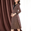 ZS-1672新款秋季大码长袖连衣裙洋气拼接假两件V领裙子 商品缩略图2