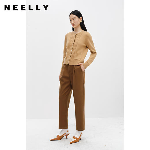 NEELLY纳俪商场同款冬季新款立体打褶西装裤女百搭休闲裤直筒宽松N22102H01067 商品图1
