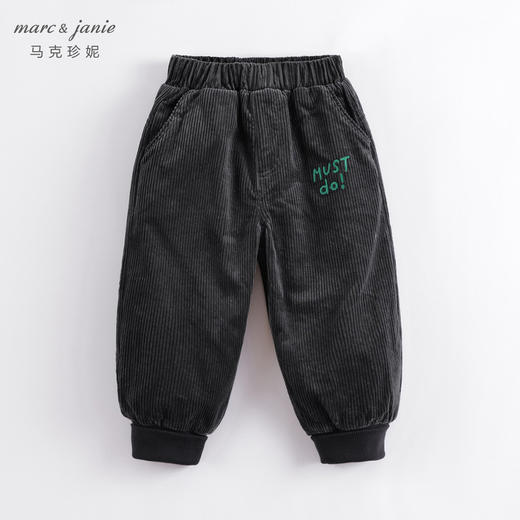 马克珍妮秋冬新款 男童灯芯绒绣花加绒束脚裤221775 商品图1