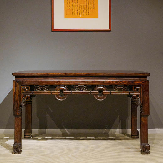 清 红木拱璧纹大画桌 商品图0