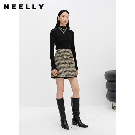 NEELLY纳俪商场同款小香风半身裙女百搭A字裙高腰短裙秋冬季时尚 商品图1