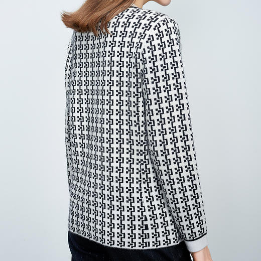 【小香风羊绒开衫】羊绒世家22年秋冬女士新品针织外套条纹撞色针织外套 商品图2