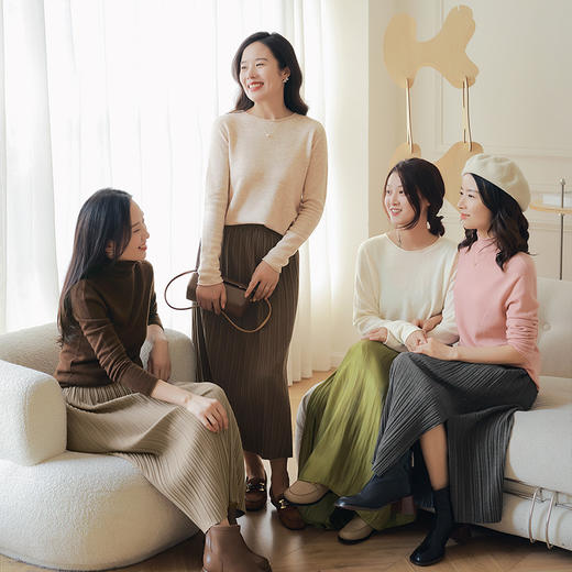 开衩百褶半裙 商品图0