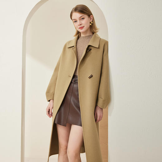 MH9E4斯尔丽瑟俪2022年冬上新商场同款简约纯色阔版长款过膝双面呢大衣 商品图0