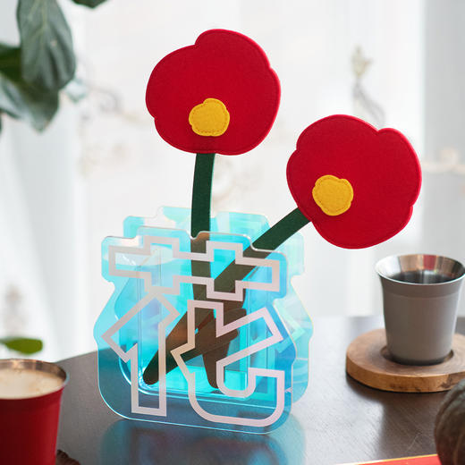 博物文创 fafa世界 毛毡花假花镭射花瓶亚克力DIY配件家具花卉 商品图3