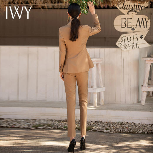 IWY/高端卡其色干练西装套装女英伦风双排扣时尚职业装气质工装女CP1340 商品图3