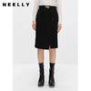 NEELLY纳俪商场同款高腰半身裙女中长款下开叉设计A字裙百搭时尚N22102E01061 商品缩略图2