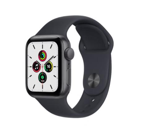 Apple Watch SE 智能手表 GPS款 40毫米深空灰色铝金属表壳 午夜色运动型表带MKQ13CH/A 商品图0