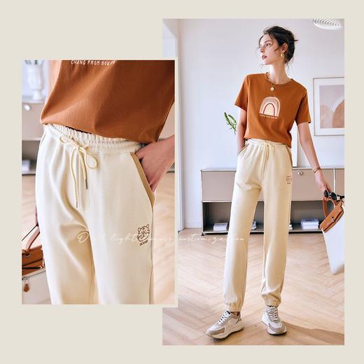 OLrain法式高级穿搭休闲裤女夏季2022年新款高腰直筒阔腿运动卫裤 商品图2