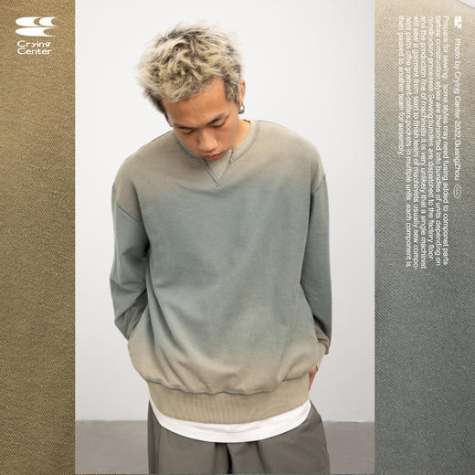 CryingCenter 矿物质色系情侣 水洗渐变圆领套头卫衣 哭喊中心 商品图2