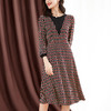 ZS-1672新款秋季大码长袖连衣裙洋气拼接假两件V领裙子 商品缩略图0