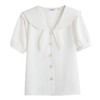OLrain法式高级穿搭白色短袖衬衫女夏季2022年新款时尚娃娃领上衣 商品缩略图4