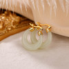S925纯银镀金和田玉青玉，简约气质月亮耳钉时尚百搭初夏耳饰CW-189 商品缩略图2