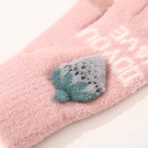 2022新款触屏手套  可爱草莓成人分指手套  时尚加绒冬季保暖手套 商品图3