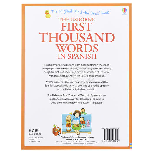 【中商原版】看图识1000西班牙语单词 英文 西班牙语 双语 First Thousand Words in Spanish Heather Amery 商品图1