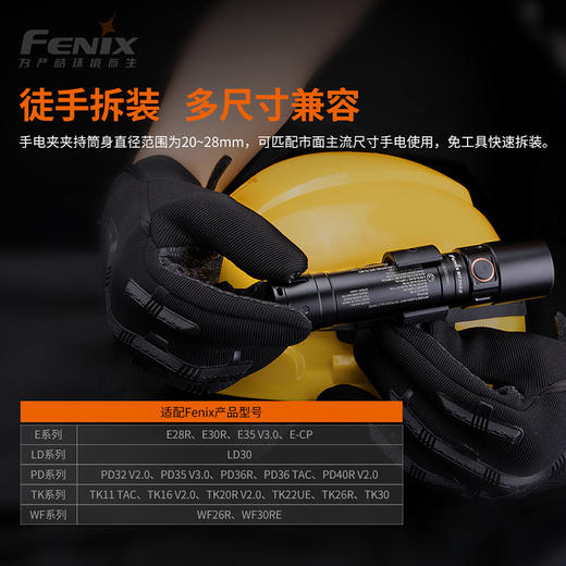 Fenix菲尼克斯 ALD-05头盔手电夹工业安全头盔固定支架手电筒配件 商品图2