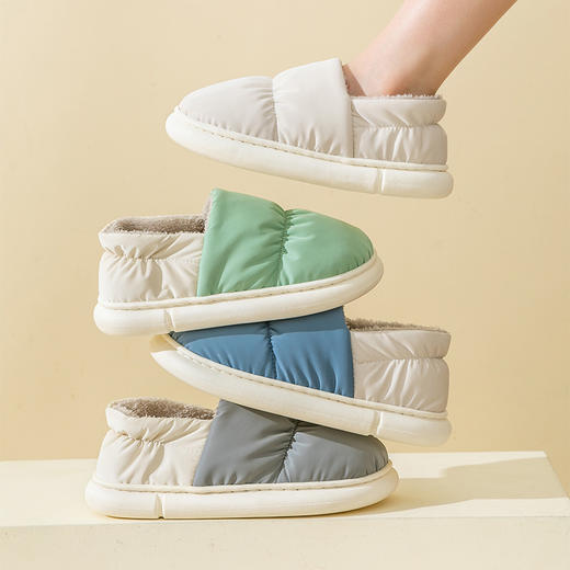 【仿佛踩在云朵里！新款羽绒布防水棉拖】轻便柔软，防滑耐磨，造型简约百搭，御寒保暖，男女款棉拖鞋，情侣秋冬防滑包跟棉鞋子 商品图4