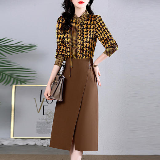 秋季新款，格纹收腰名媛气质女神范洋气套装HR-WS2612-29 商品图0