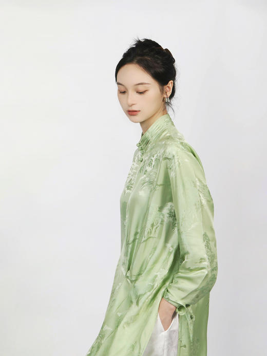 盛唐牡丹|立体剪裁冷淡绿长款连衣裙[福利品] 商品图12