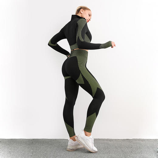 2023秋冬新款加绒加厚瑜伽服套装女长袖运动健身服fcdc28 商品图1