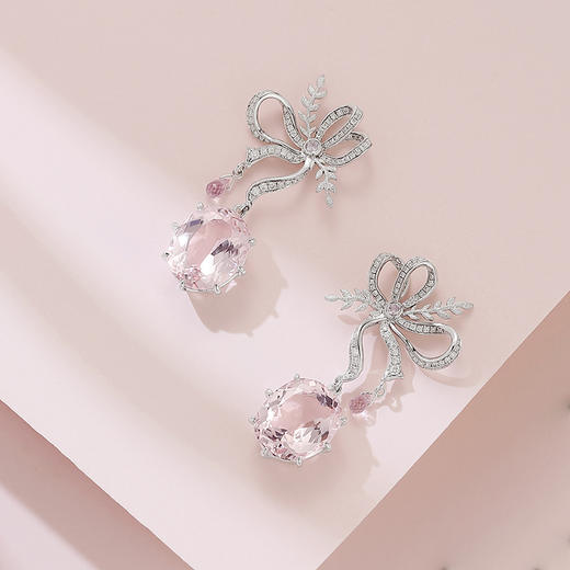 Sugar Morganite方糖摩根石系列 | 方糖蝴蝶结摩根石耳环 商品图2