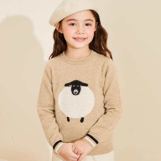 【卡通图案童装羊绒衫】羊绒世家22年秋冬新品儿童毛衣可爱卡通图案保暖毛衣 商品图1