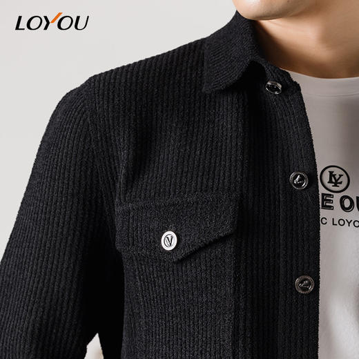 LOYOU/朗逸22秋冬新品夹克男简约百搭黑色翻领夹克休闲外套 商品图3