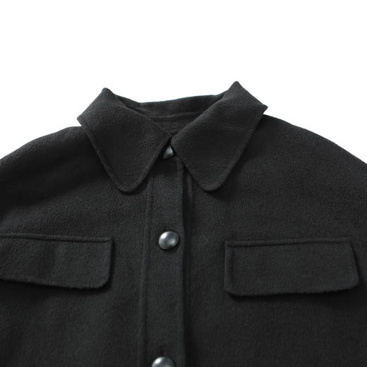 谜底双面呢大衣2022秋新款俏皮中长款泡泡袖毛呢外套女223MD1192 商品图3