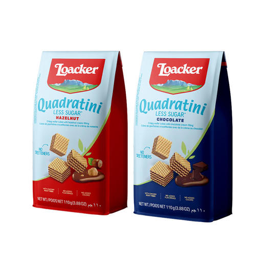 莱家轻甜型粒粒装威化110g 巧克力味/榛子味 纯可可脂 轻甜  057327/057328 商品图0