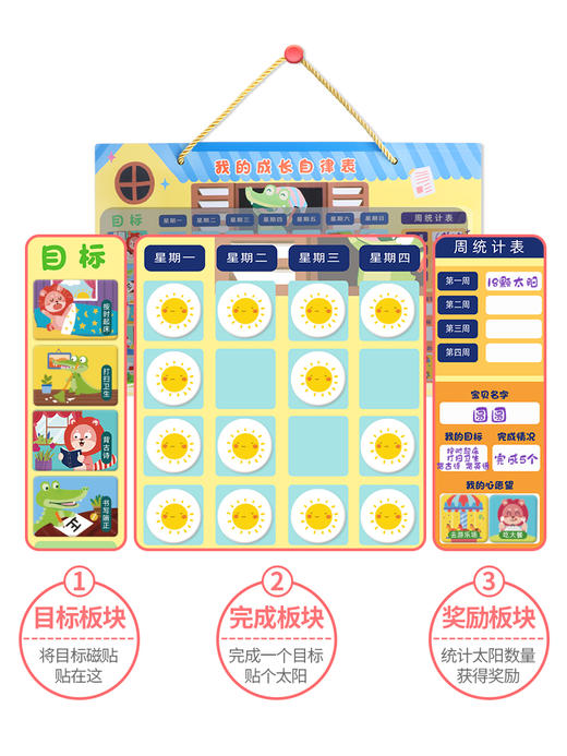 【自律让孩子赢在起跑线】GWIZ儿童行为记录板学生自律表磁性贴好习惯记录表挂墙时间作息表 商品图1