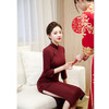 红色澳毛长款七分袖旗袍，复古民族风喜妈妈婚宴旗袍裙GX-609579 商品缩略图3