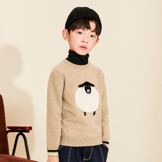 【卡通图案童装羊绒衫】羊绒世家22年秋冬新品儿童毛衣可爱卡通图案保暖毛衣 商品图2