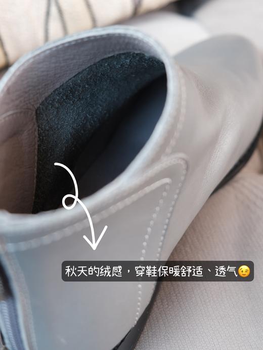 秋冬敲显瘦好穿/线下篙端品质时髦英伦短皮靴！中帮眞皮头层牛皮短筒靴 鞋楦敲秀气 显脚瘦！遮脚踝 3cm增高行走无压力 大象灰/气质棕两色 百搭日常优雅通勤，可搭配秋冬裙裤类所you穿搭！ 商品图11