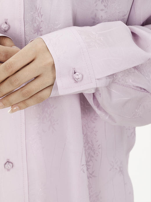 盛唐牡丹|浅粉色真丝提花女衬衫.潮快闪[福利品] 商品图2