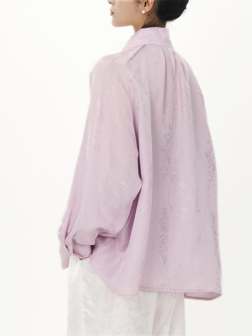 盛唐牡丹|浅粉色真丝提花女衬衫.潮快闪[福利品] 商品图1
