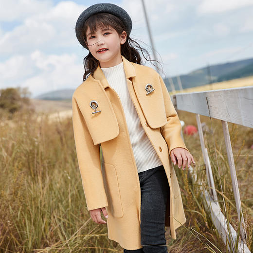 xbb093女童羊毛呢子外套秋冬新款女孩中大童两件套呢子大衣韩版 商品图0