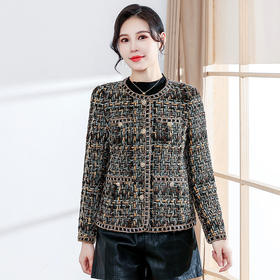 YWE X22B055小香风时尚格子外套洋气显瘦上衣