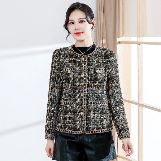 YWE X22B055小香风时尚格子外套洋气显瘦上衣 商品图0