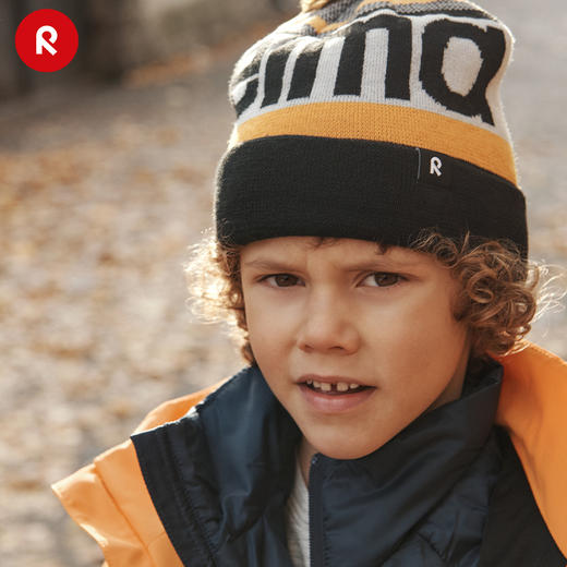 reima男女儿童大童针织帽秋冬新款可爱时尚字母洋气保暖帽子 商品图3