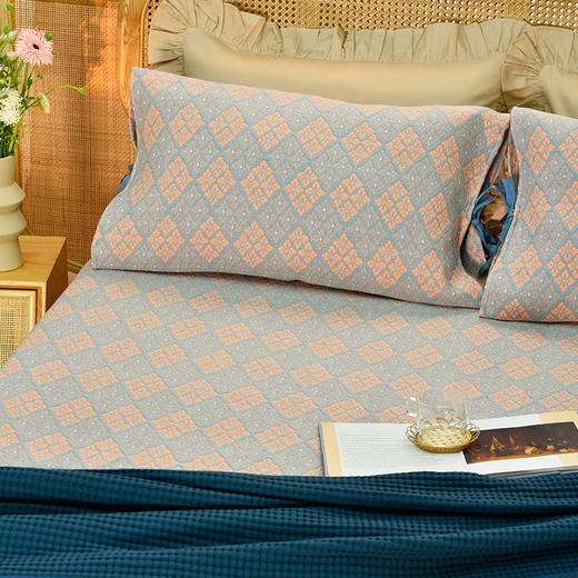 雪花十字系列床单信封枕棉布床品 商品图2