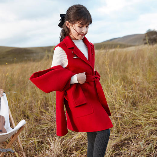 xbb093女童羊毛呢子外套秋冬新款女孩中大童两件套呢子大衣韩版 商品图2